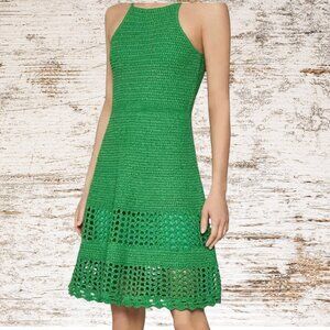 BCBGMAXAZRIA | Crochet Knit A-Line Dress | XS | NWT | green |